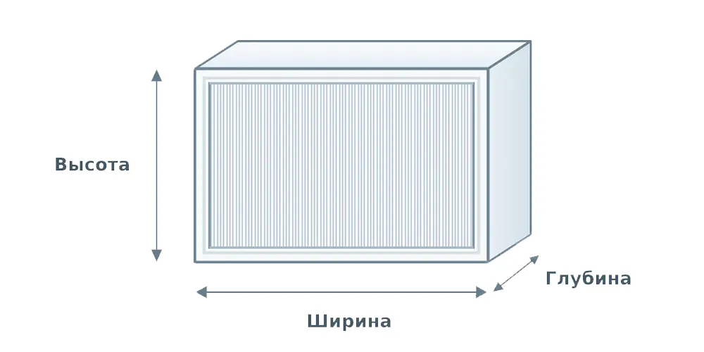 Ширина, высота и глубина HEPA-фильтра